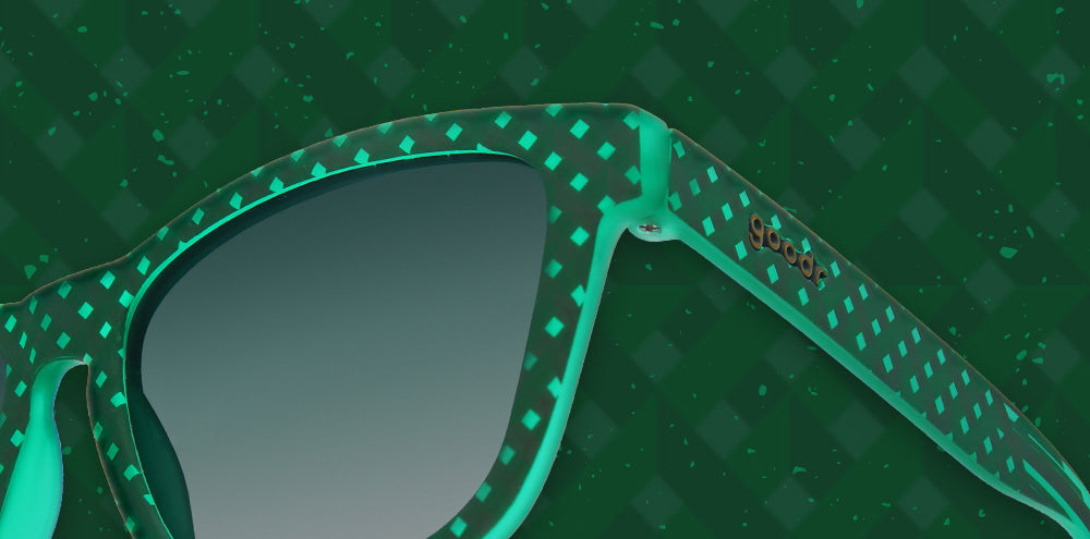 Liege of Extraordinary Cyclists | green square sunglasses with gradient green lenses| Liege tour inspired goodr OG sunglasses