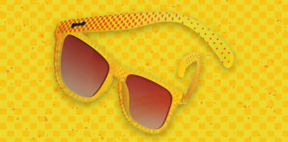 Je Vais a la Hell | yellow square sunglasses with gradient rose lenses| Paris France tour inspired goodr OG sunglasses
