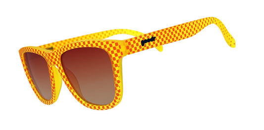 Je Vais a la Hell | yellow square sunglasses with gradient rose lenses| Paris France tour inspired goodr OG sunglasses